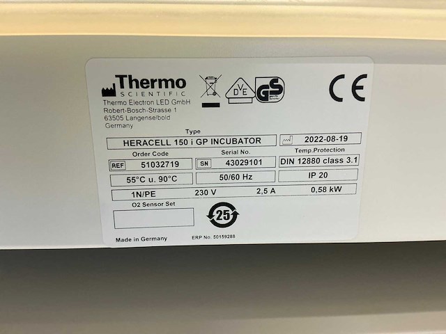 2022 thermowetenschappelijke heracell 150i gp laboratorium co2-incubator (2x) - afbeelding 2 van  14