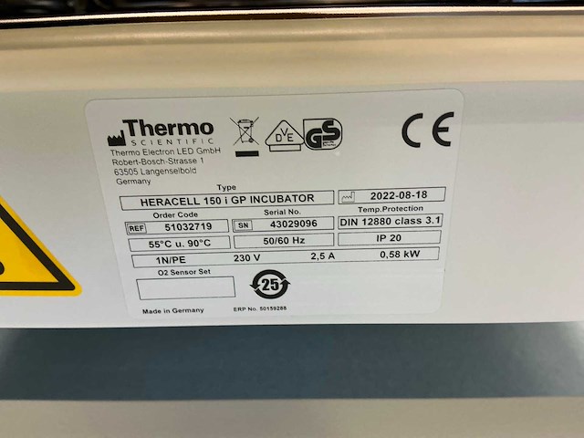 2022 thermowetenschappelijke heracell 150i gp laboratorium co2-incubator (2x) - afbeelding 5 van  13