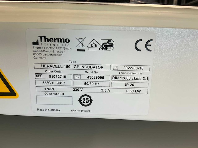 2022 thermowetenschappelijke heracell 150i gp laboratorium co2-incubator (2x) - afbeelding 3 van  16