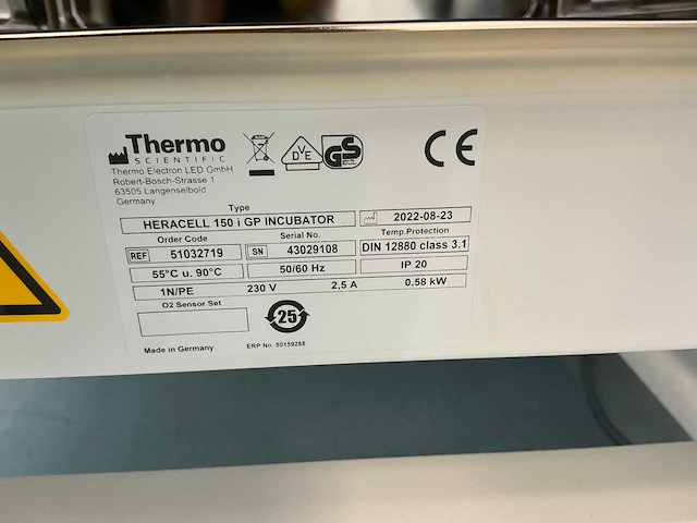 2022 thermowetenschappelijke heracell 150i gp laboratorium co2-incubator (2x) - afbeelding 7 van  16