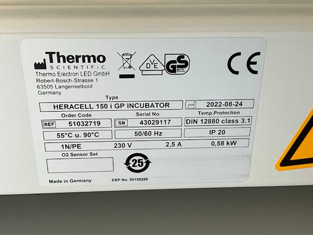 2022 thermowetenschappelijke heracell 150i gp laboratorium co2-incubator (2x) - afbeelding 5 van  5