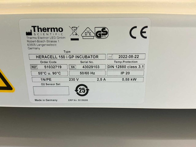 2022 thermowetenschappelijke heracell 150i gp laboratorium co2-incubator (2x) - afbeelding 11 van  13