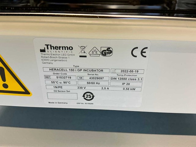 2022 thermowetenschappelijke heracell 150i gp laboratorium co2-incubator (2x) - afbeelding 9 van  9
