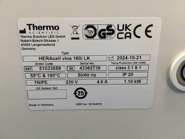 2022 thermowetenschappelijke heracell vios 160i cr laboratorium co2-incubator (2x) - afbeelding 9 van  9