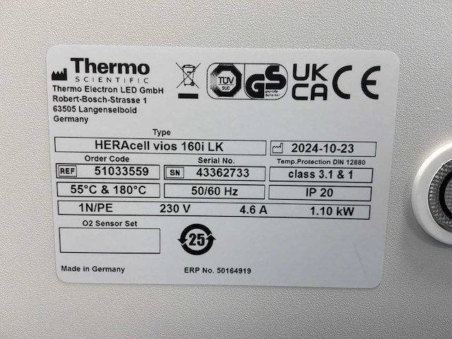 2022 thermowetenschappelijke heracell vios 160i cr laboratorium co2-incubator (2x) - afbeelding 6 van  9