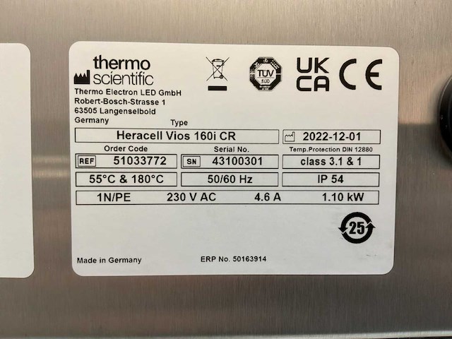 2022 thermowetenschappelijke heracell vios 160i cr laboratorium co2-incubator (2x) - afbeelding 3 van  4