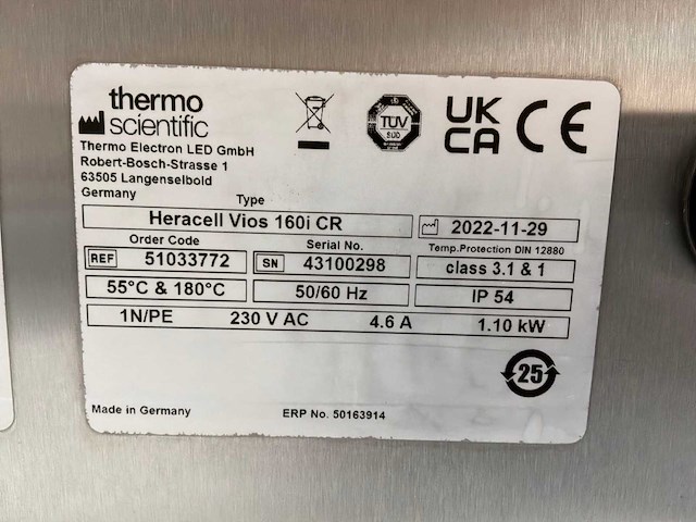 2022 thermowetenschappelijke heracell vios 160i cr laboratorium co2-incubator (2x) - afbeelding 4 van  4