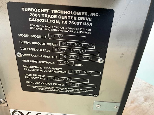 2022 turbochef i1ew high-speed oven - afbeelding 7 van  7