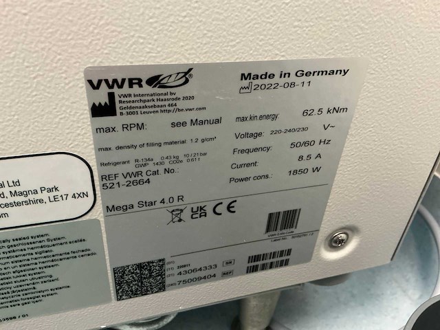 2022 vwr mega star 4.0r centrifuge - afbeelding 8 van  8
