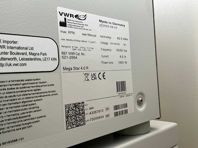 2022 vwr mega star 4.0r centrifuge - afbeelding 1 van  1