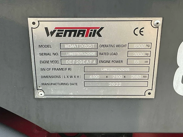 2022 wematik hzm 825t shovel - verreiker - afbeelding 60 van  60