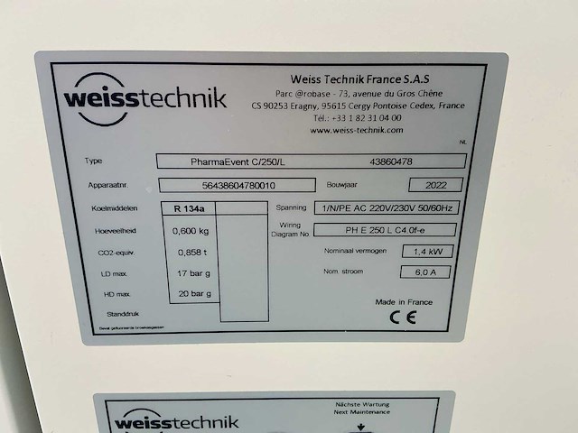 2022 wiesstechnik pharmaevent c/250/l fotostabiliteitstestkast - afbeelding 7 van  12