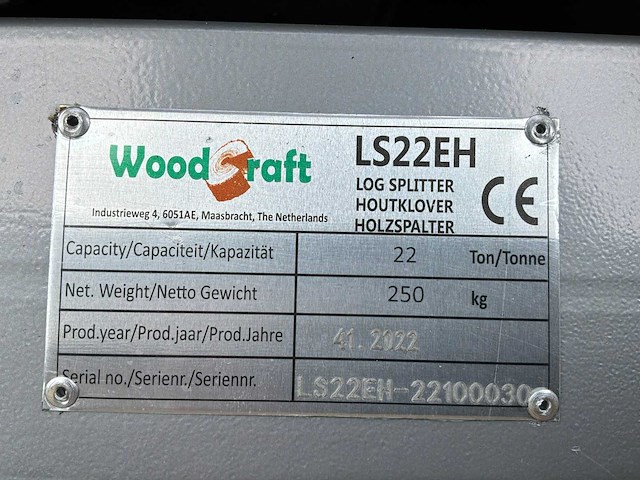 2022 woodcraft ls22eh houtkliefmachine - afbeelding 12 van  12