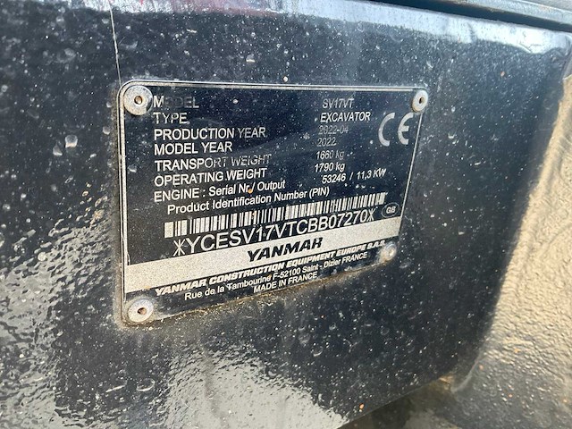 2022 yanmar sv17vt minigraafmachine - afbeelding 13 van  20
