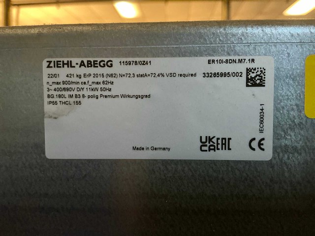 2022 ziehl-abegg industriële ventilator - afbeelding 1 van  1