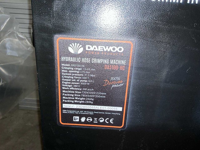 2023 - daewoo - da 1500-hc - slangenpers - afbeelding 9 van  9