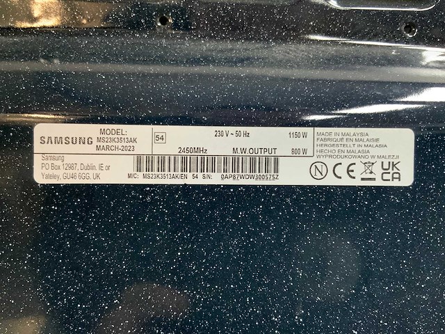 2023 - samsung - ms23k3513ak - magnetron - afbeelding 9 van  9