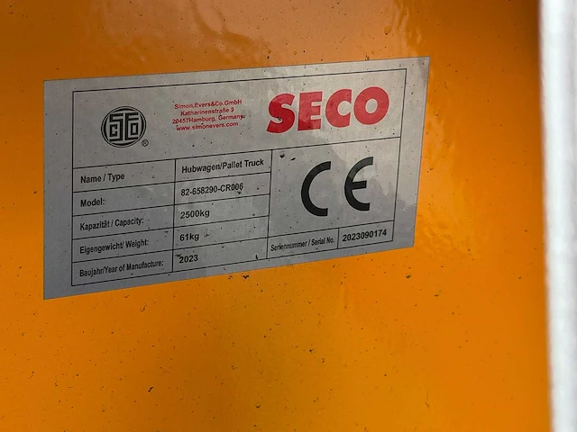 2023 - seco - cr006 - hydraulic hand pallet trucks - afbeelding 3 van  3