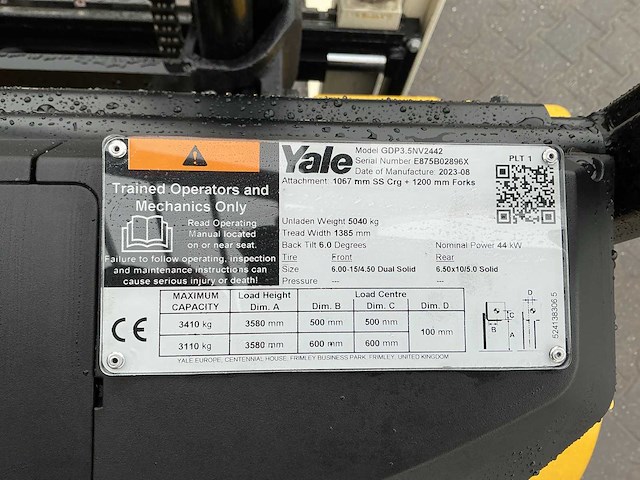 2023 - yale - gdp 3.5n - vorkheftruck (ongebruikt) - afbeelding 10 van  18