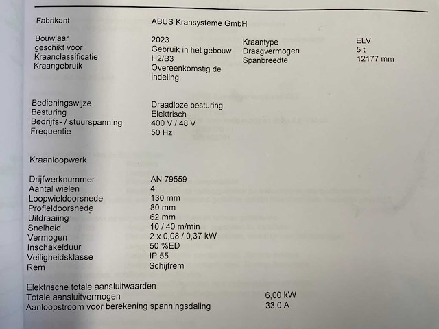 2023 abus kransysteme gmbh elv bovenloophalkraan (1) - afbeelding 2 van  10