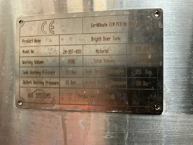 2023 ant systems bright beer tank 4000l biertank (2x) - afbeelding 5 van  5