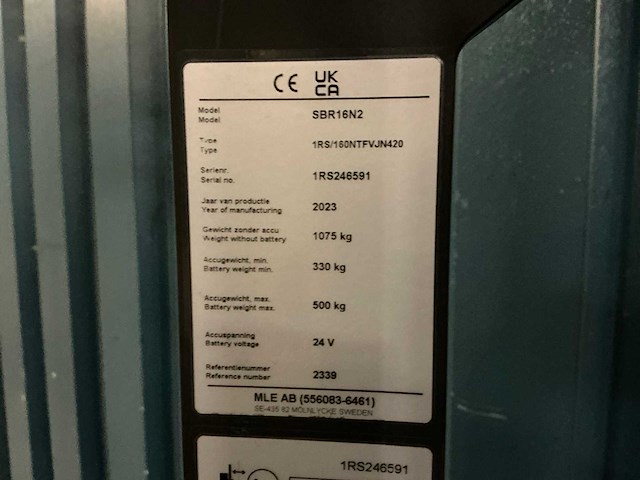 2023 axia sbr16n2 elektrische meerij-stapelaar - afbeelding 9 van  20