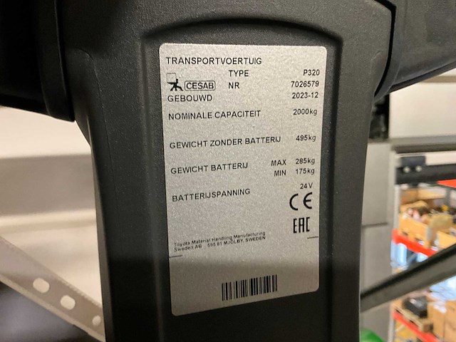 2023 cesab p320 elektrische meerij palletwagen “ongebruikt” - afbeelding 13 van  20