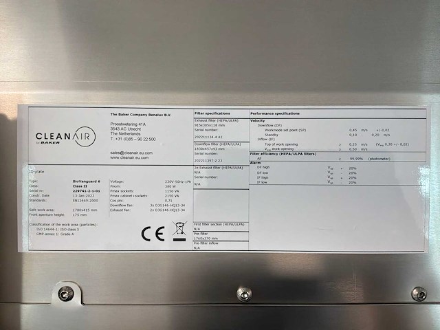 2023 clean air door baker biovanguard 6 laminaire flow kast - afbeelding 6 van  6