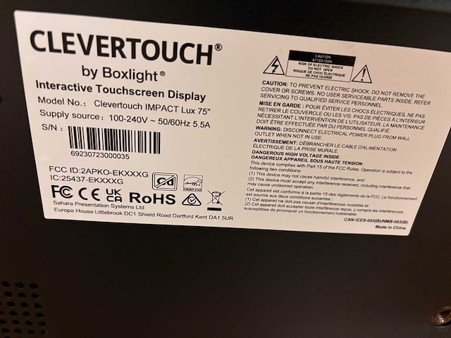 2023 clevertouch impact lux interactive touchscreen 75” - afbeelding 3 van  5