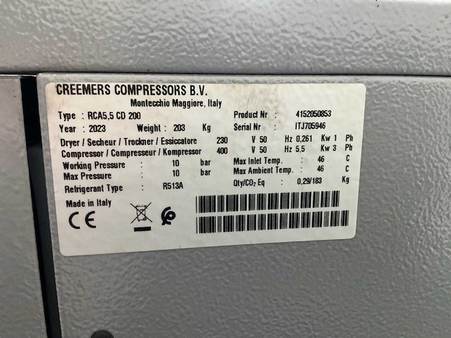 2023 creemers rca5,5 cd 200 schroefcompressor - afbeelding 2 van  12