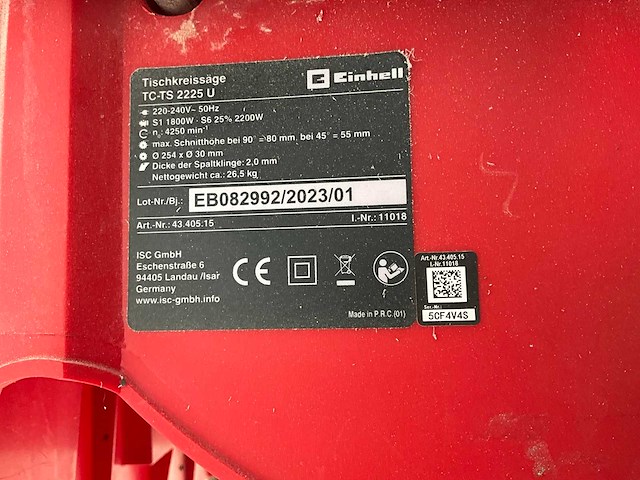 2023 einhell tc-ts 2225 u zaagtafel - afbeelding 8 van  8