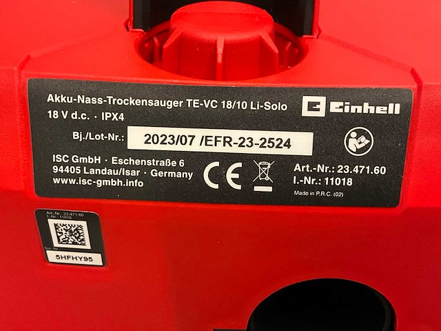 2023 einhell te-vc 18/10 li accu stofzuiger - afbeelding 5 van  5
