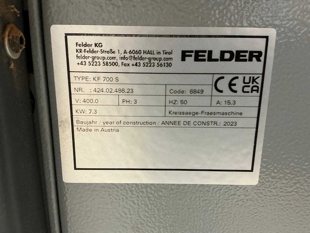 2023 felder kf 700 s paneelzaag / frees combinatie - afbeelding 16 van  24