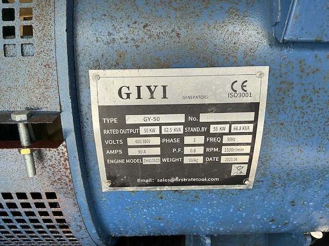 2023 giyi gy-50 geluidgedempt dieselaggregaat – 62,5 kva – 90 a – nieuw ! - afbeelding 4 van  12