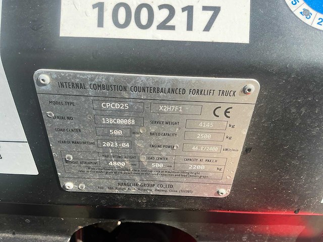 2023 hangcha cpcd25 vorkheftruck - afbeelding 10 van  13