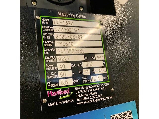 2023 hartford lg1570 cnc verticaal bewerkingscentrum - afbeelding 16 van  17