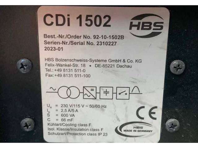 2023 hbs cdi 1502 stiftlasmachine - afbeelding 4 van  4