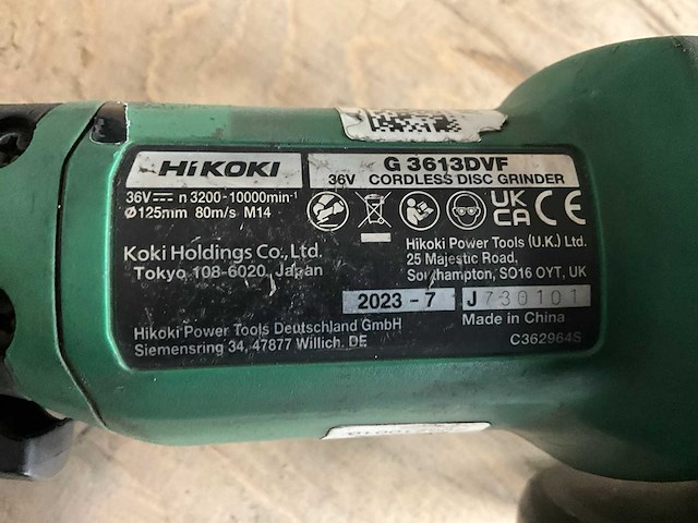2023 hikoki g 3613dvf haakse slijpmachine - afbeelding 6 van  6