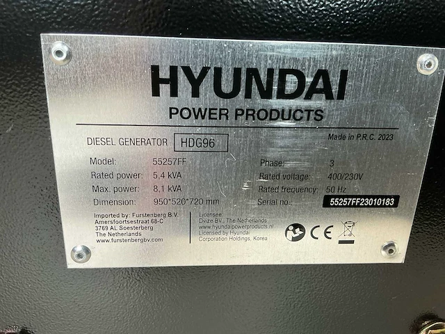 2023 hyundai hdg96 dieselaggregaat - afbeelding 14 van  14