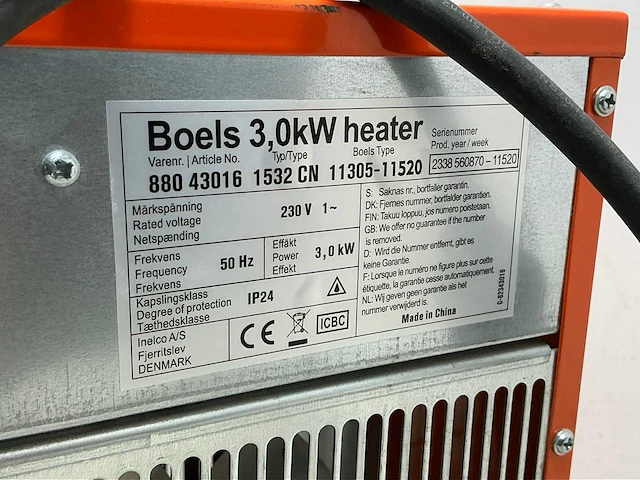 2023 inelco 88043011 dania 3.3kw elektroheater 3kw - afbeelding 5 van  6