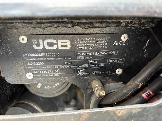 2023 jcb 8026 cts minigraver – 2023 – 735 uur – cw05 – high/low flow – 3 bakken - afbeelding 19 van  21