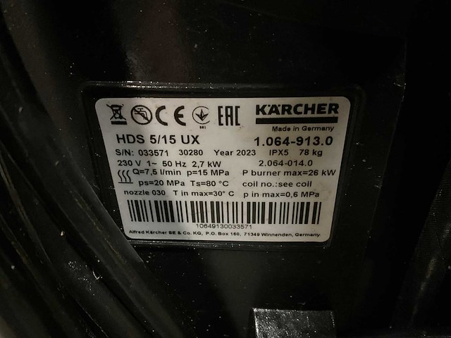 2023 karcher hds 5/15 ux hogedrukreiniger - afbeelding 7 van  7