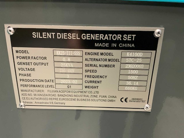 2023 kawakenki kk25-iii-sss silent diesel generator 25kva - afbeelding 9 van  13