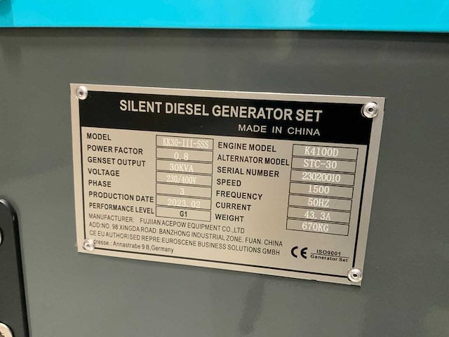2023 kawakenki kk30-iii-sss silent diesel generator 30kva - afbeelding 16 van  17