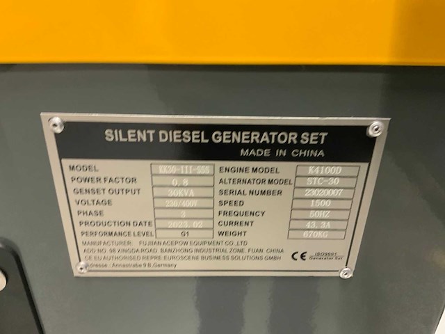 2023 kawakenki kk30-iii-sss silent diesel generator 30kva - afbeelding 14 van  15