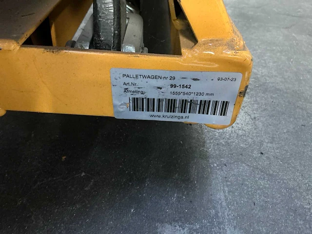 2023 kruizinga 99-1542 hand hydraulische palletwagen - afbeelding 6 van  7
