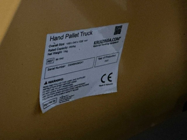 2023 kruizinga hand hydraulische palletwagen - afbeelding 3 van  3