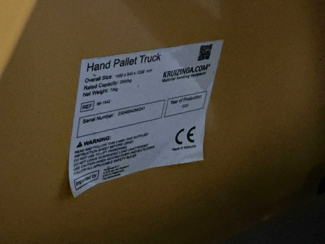 2023 kruizinga hand hydraulische palletwagen - afbeelding 4 van  4