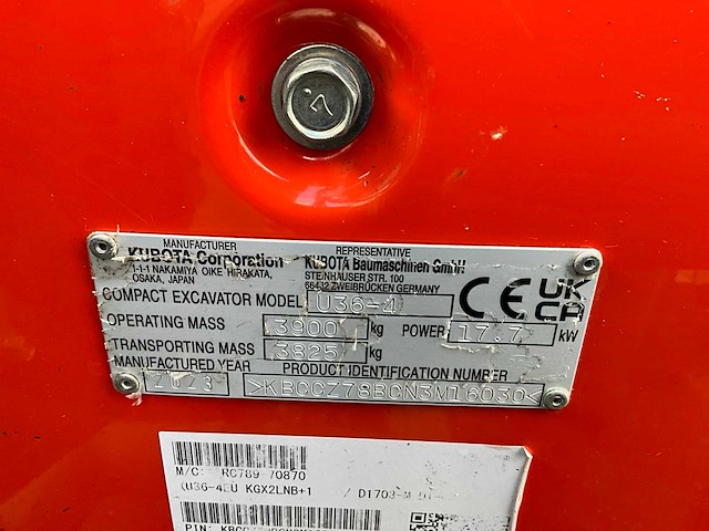 2023 kubota u36-4 hi spec minigraver - afbeelding 30 van  36