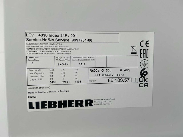 2023 liebherr lcv 4010 mediline laboratorium koelkast/vriezer combinatie - afbeelding 7 van  8